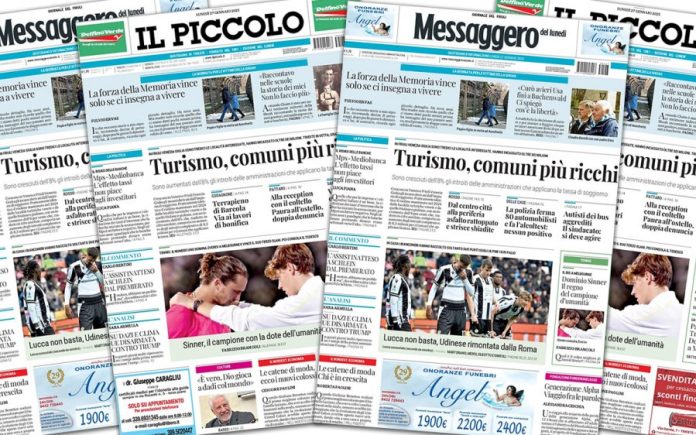 Le prime pagine del Piccolo e del Messaggero Veneto di lunedì 27 gennaio 2025